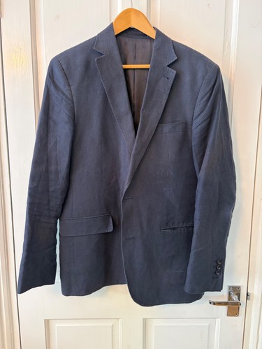 Navy linen blazer charles - linen,